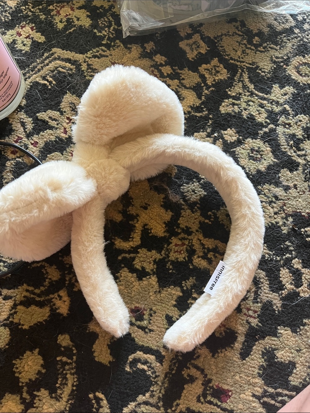 Plush Bunny Ear Headband - Cream